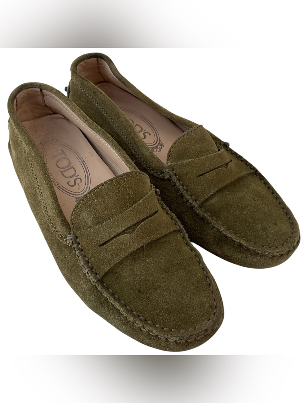 Tod's Gommino Driving Mac Green Suede Driving Loafers Women’s Size EU35.5/US 5.5